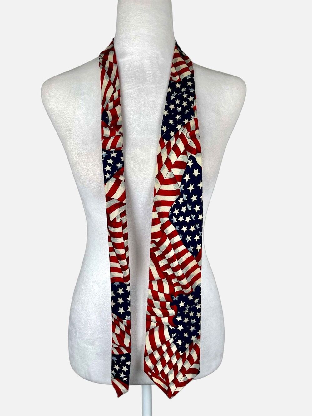 Vintage 90s Beans McGee American Flag Tie 100% Cotton Made in USA
